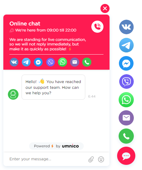 Example Umnico Live Chat