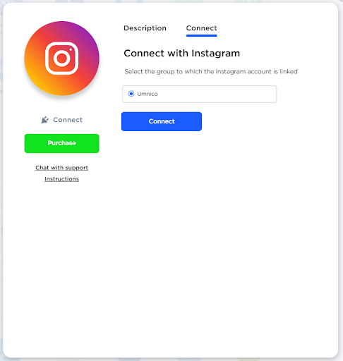 Umnico instagram successfully connected