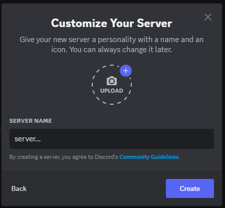 Portal de desarrollo de Discord: nombre del servidor