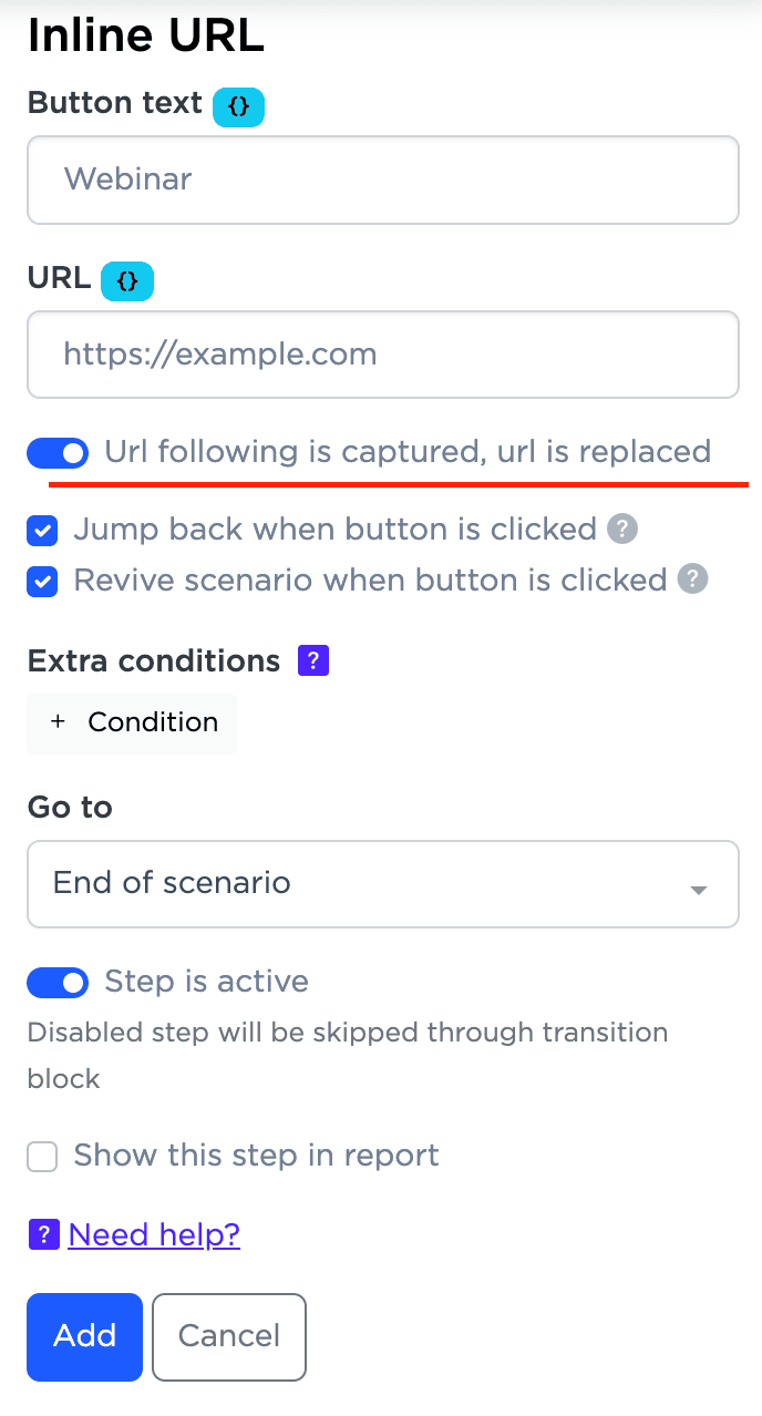 Configuración de URL en línea