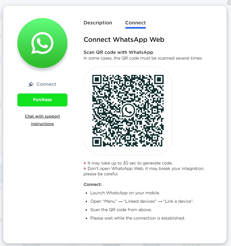 WhatsApp-Integration eingerichtet