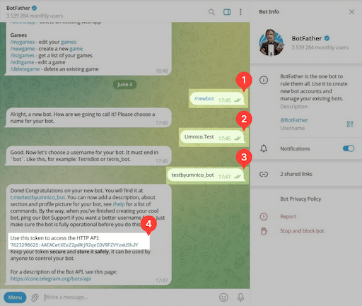 Telegram Bot creation