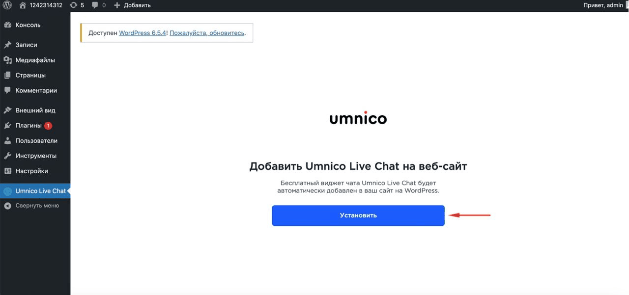 Installing the Umnico chat widget on a Wordpress site