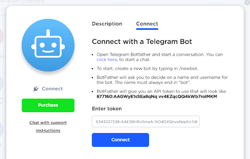 Telegram bot insert code