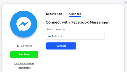 Facebook connect group in Umnico