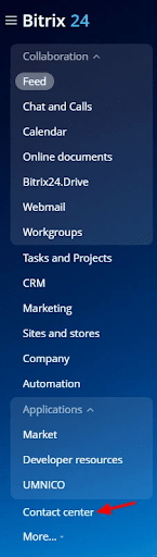 Bitrix24 Menu - Contact Center