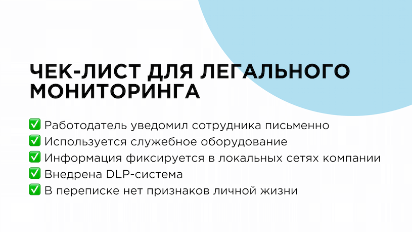 Чек-лист легального мониторинга переписки сотрудников