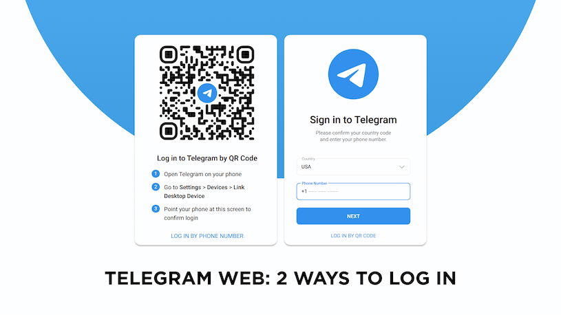 Telegram Web log in options