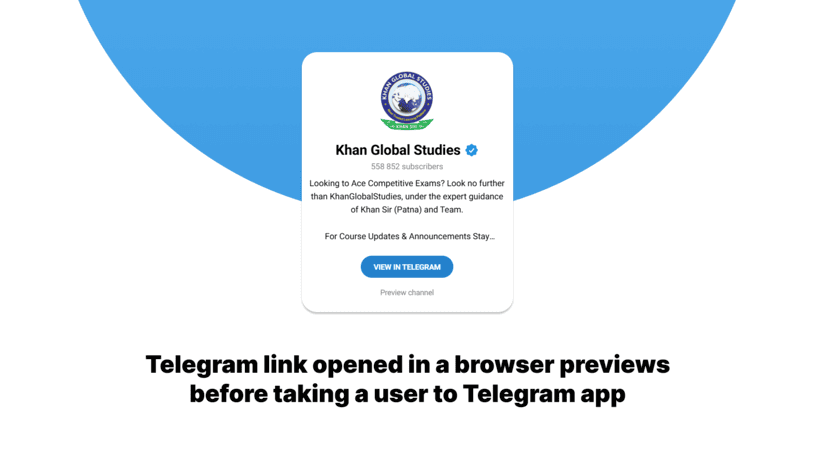 Telegram link browser preview