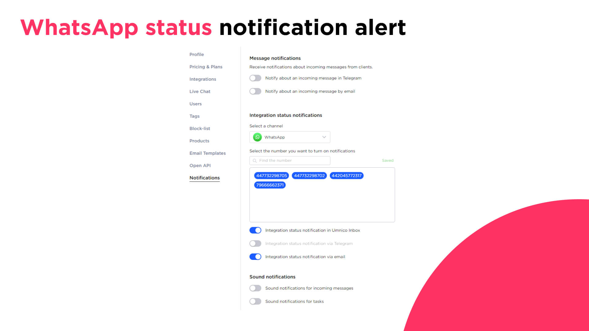 WhatsApp status notification alert