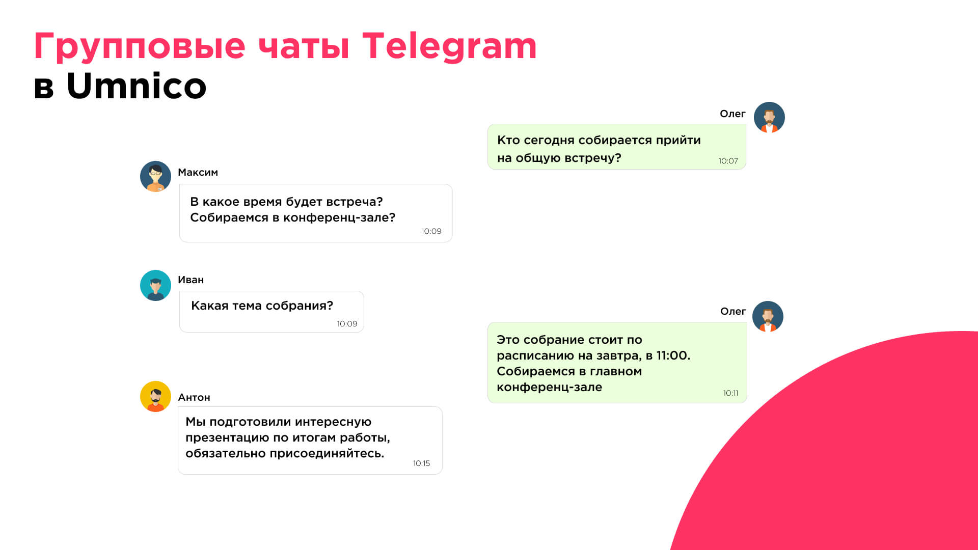 Telegram group chats in Umnico