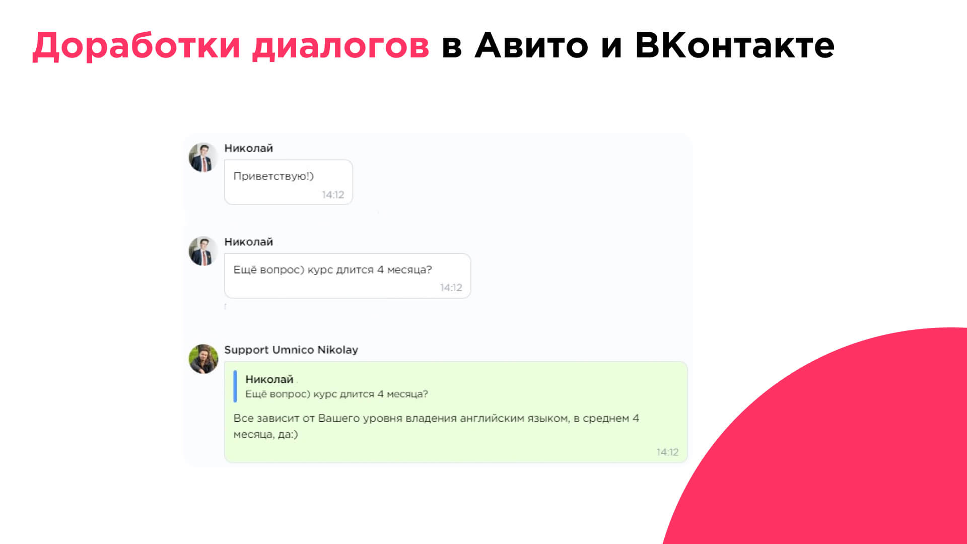 Message citations in VKontakte